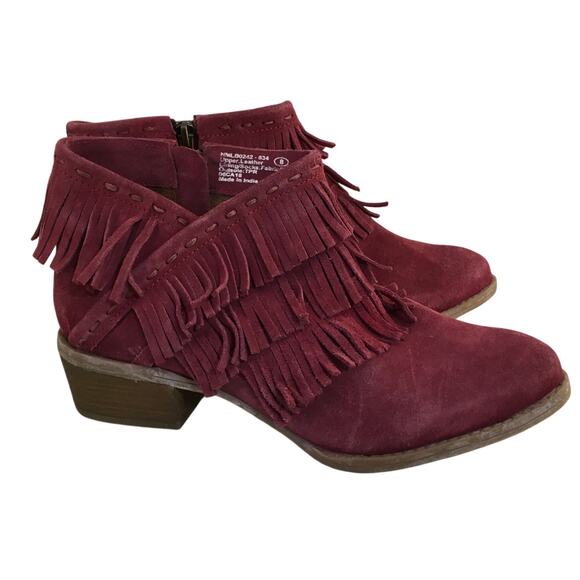 Naughty Monkey Red Fringe Heeled Boots - Picture 1 of 10